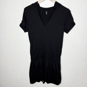 Icebreaker V-neck Hooded Short Sleeve Dress Merino Wool Womens Medium Pockets